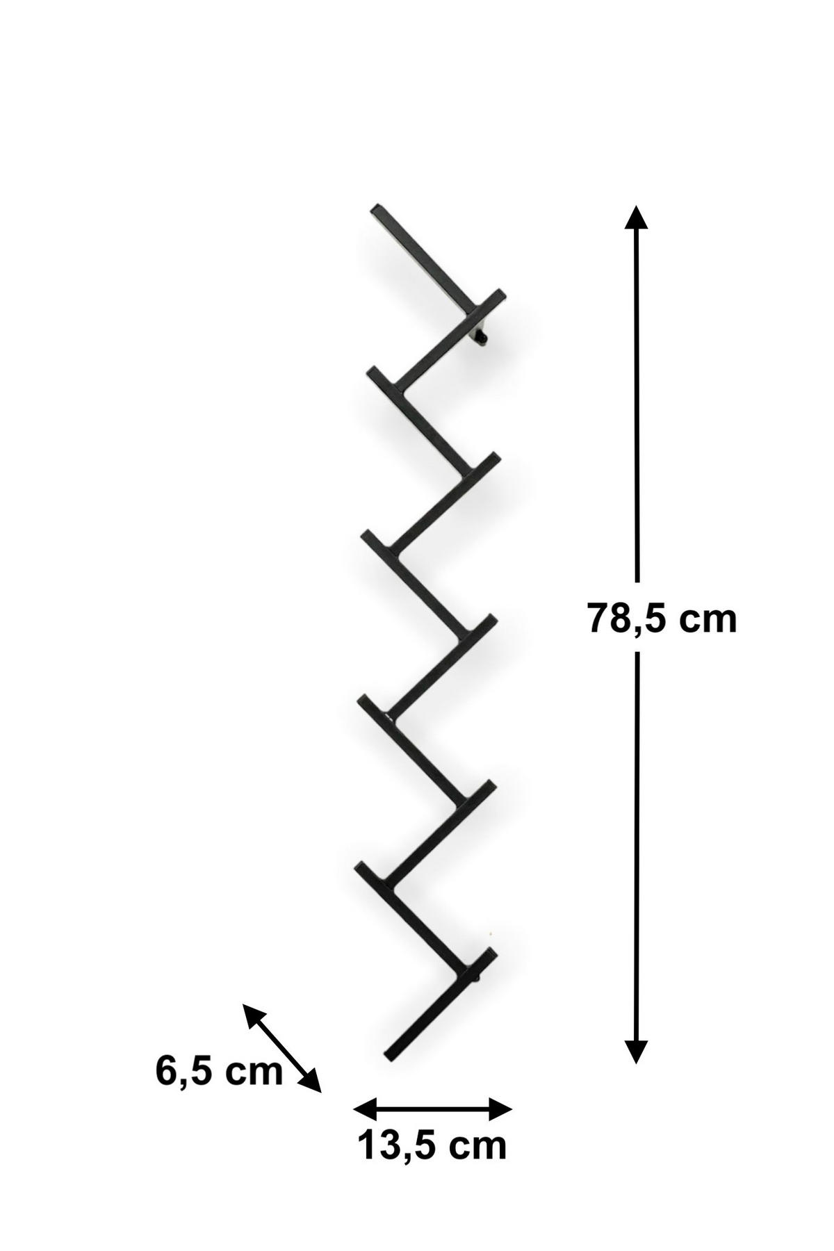 TASSENHALTER mit 10 Haken Wand Metall Schwarz 80 cm - Schwarz, Metall (13.5/78.5/6.5cm) - DanDiBo