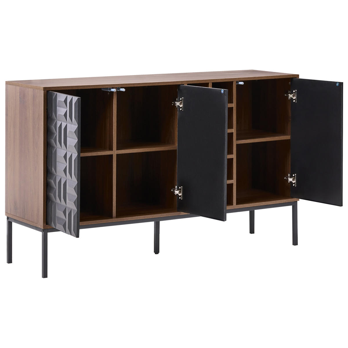 WEINREGAL Dunkelbraun Caraquet - Schwarz/Braun, Holzwerkstoff (140/85/40cm) - Beliani