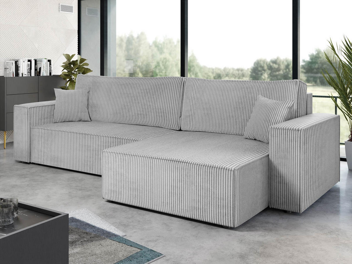 ECKSOFA Karl Cord Maxi - Schwarz/Grau, Holz/Kunststoff (272/145cm) - MIRJAN24