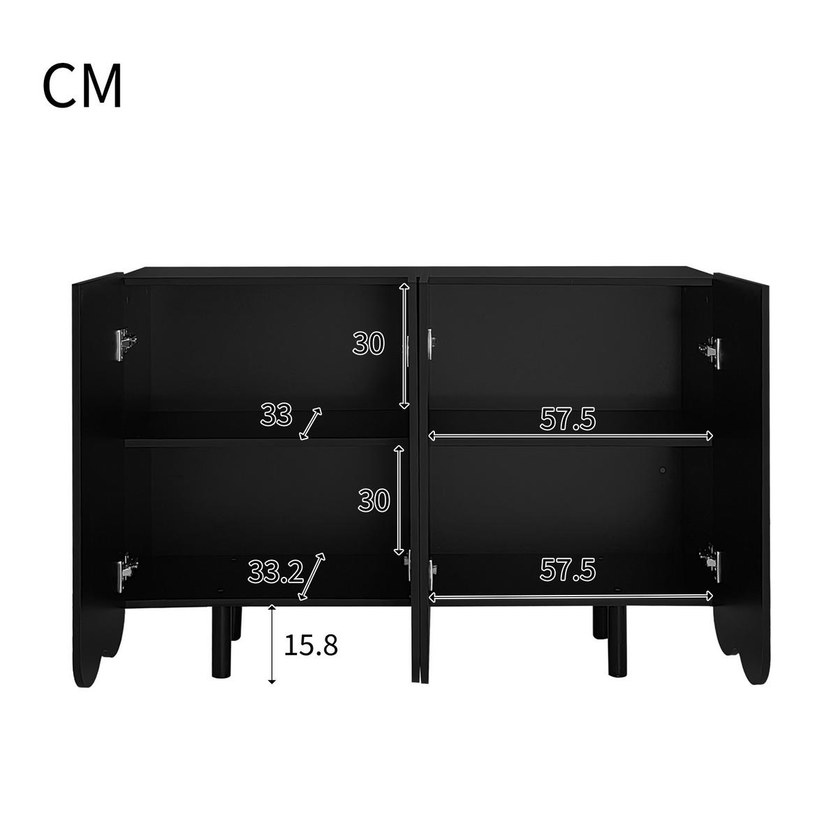 SIDEBOARD mit Metallfüßen und Rillen-Design - Weiß, Holzwerkstoff/Metall (120/80/37.5cm) - Urban Meuble
