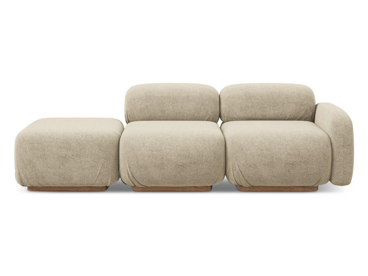 3-SITZER SOFA Links Bouclé Stoff Beige - Beige/Braun, Holz/Textil (258/73/95cm) - Makamii