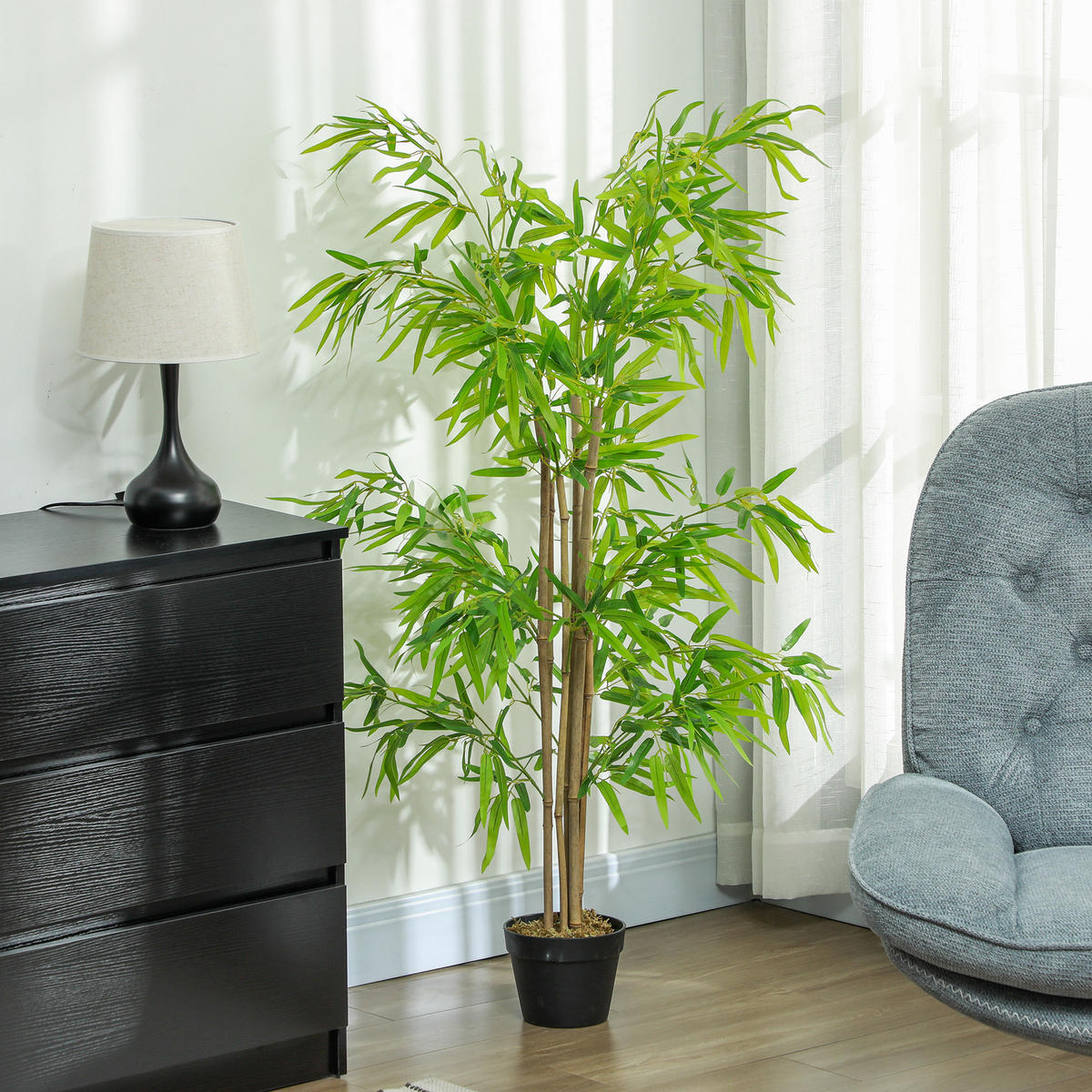 KÜNSTLICHER BAMBUS groß 150cm - Grün, Kunststoff (150cm) - Outsunny
