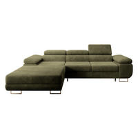 ECKSOFA Ganta Olivgrün Cordbezug - Silberfarben/Olivgrün, Textil/Metall (275/202cm) - Selsey