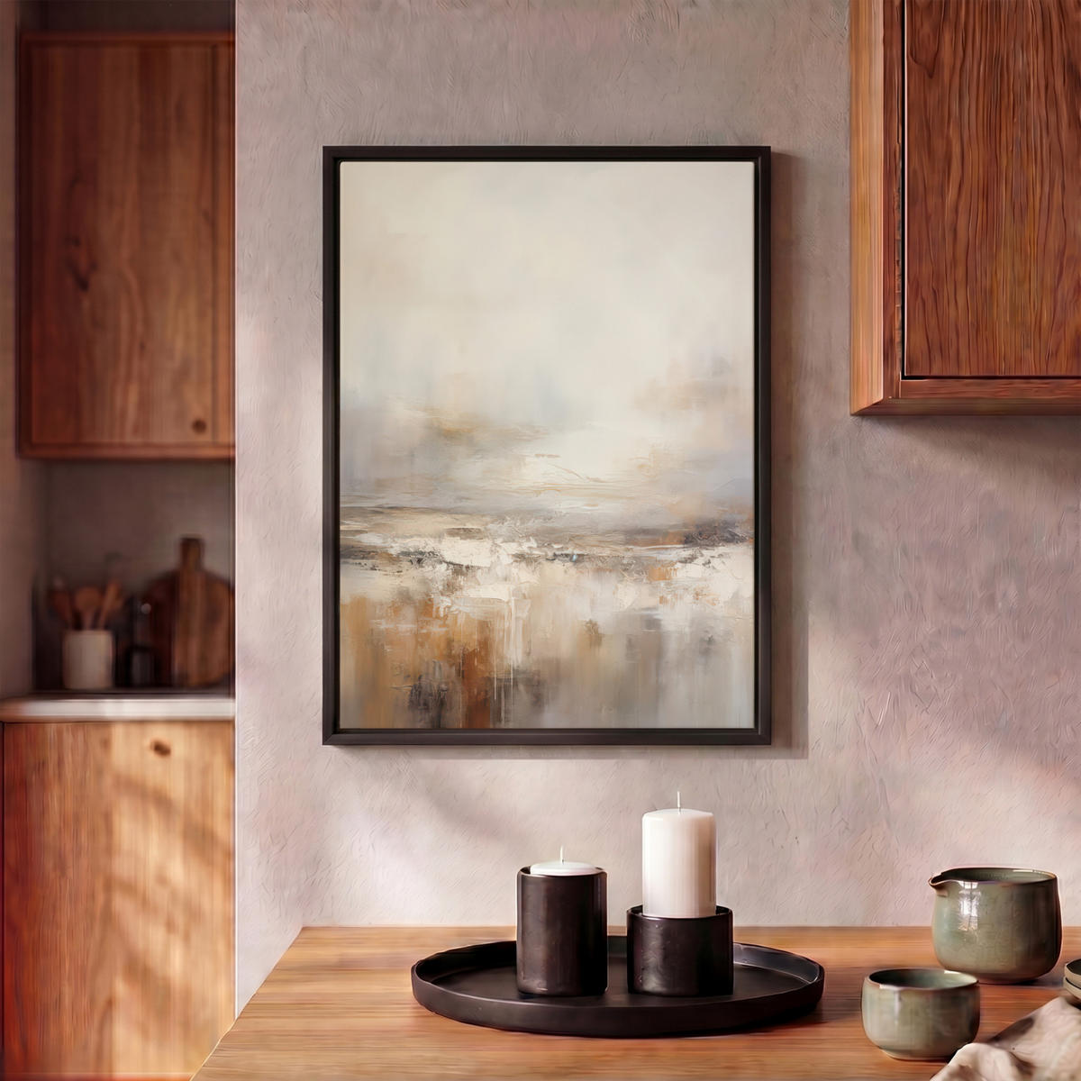 LEINWAND Bilder mit Rahmen - Kunst - Industriell - Grau - Braun - Abstrakt - 30x40 - Sandfarben, Textil (30/40cm) - MuchoWow
