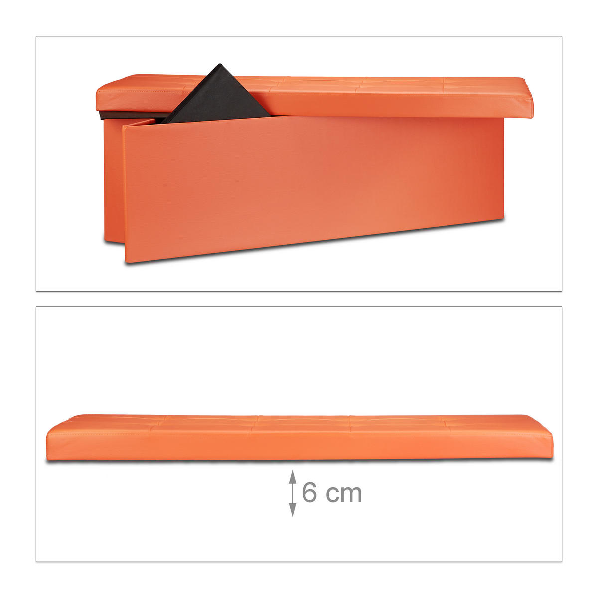 FALTBARE Sitzbank - Orange, Holzwerkstoff/Kunststoff (38/38/114cm) - Relaxdays