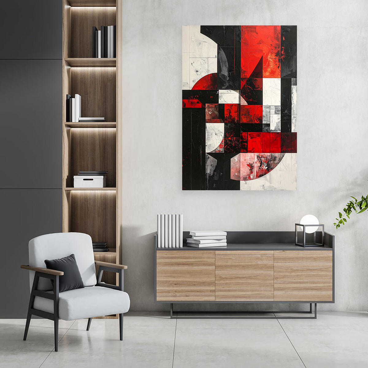 LEINWANDBILD 3D und geometrisch 70x100cm - Rot, Textil (70/100cm) - Feeby