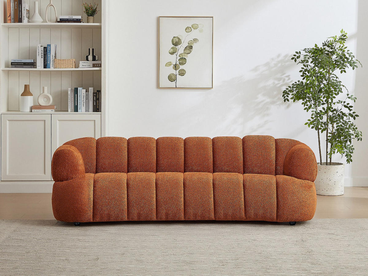 SOFA - 3 Personen - stoff - terracotta Coliani - Terracotta, Holz/Textil (227/73/94cm) - Vente-Unique
