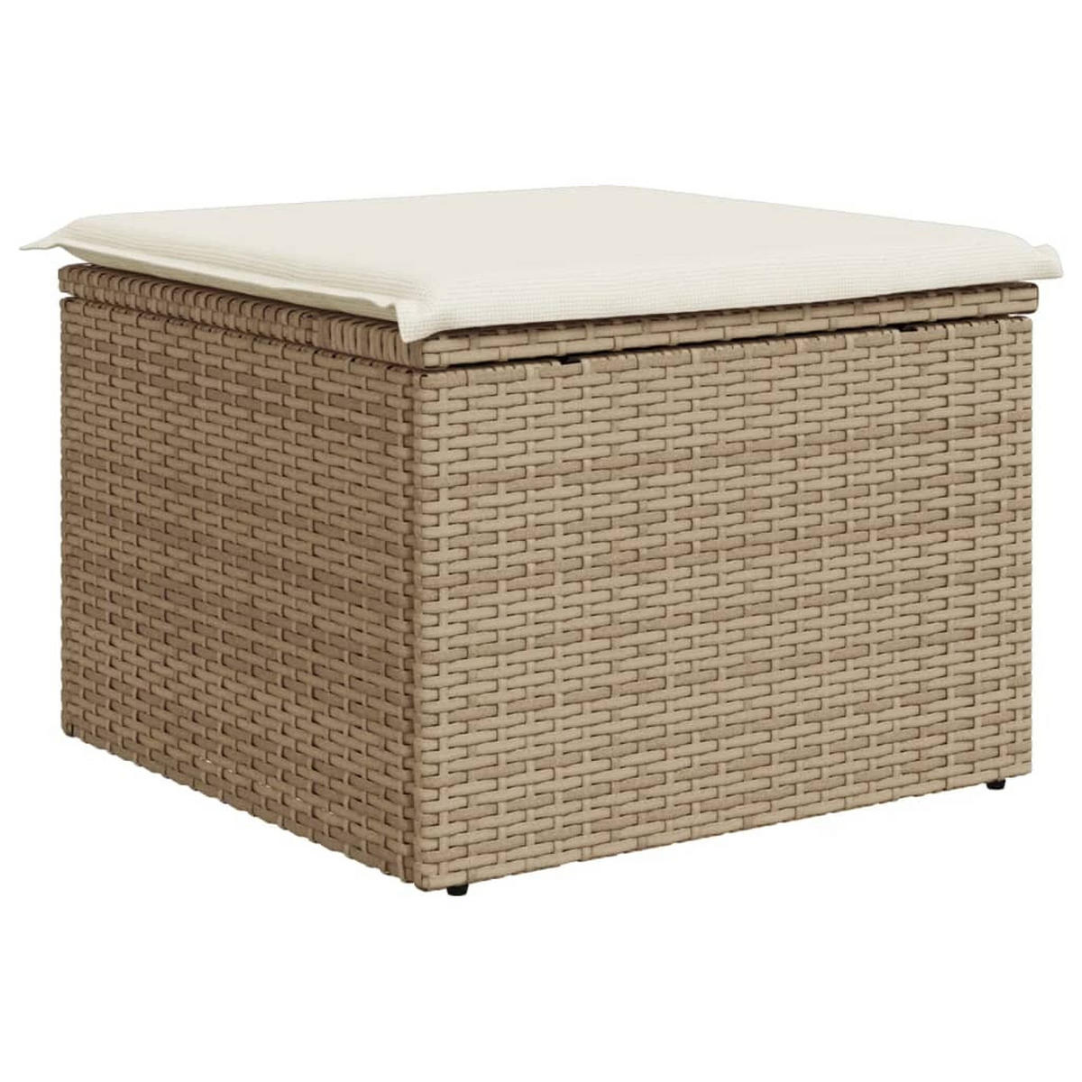 GARTENHOCKER Mit Kissen Beige 55/55/37 Cm Poly Rattan - Creme, Kunststoff (55/37/55cm) - vidaXL