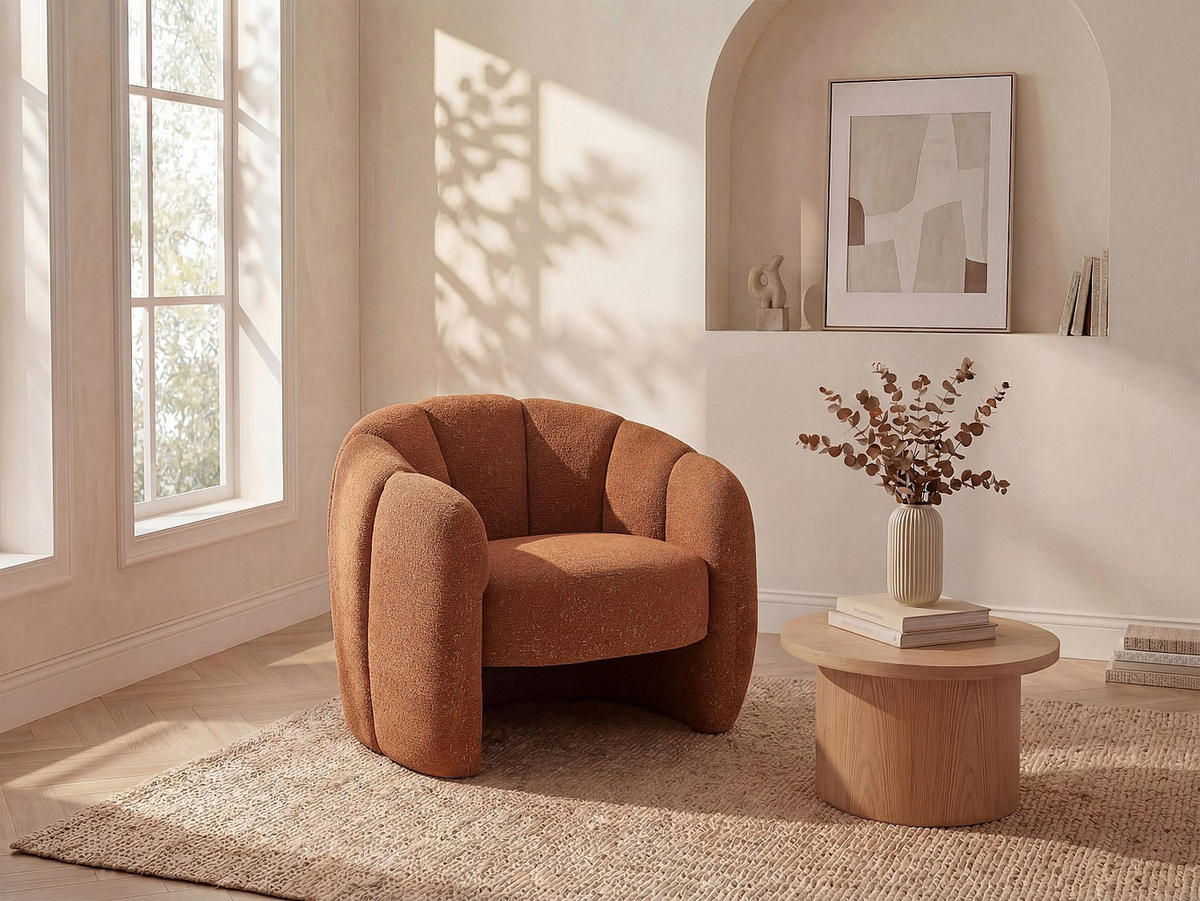 SESSEL mit gerader Rückenlehne - 1 Person - Stoff - Terracotta - - Terracotta, Textil (93/73/76cm) - Vente-Unique