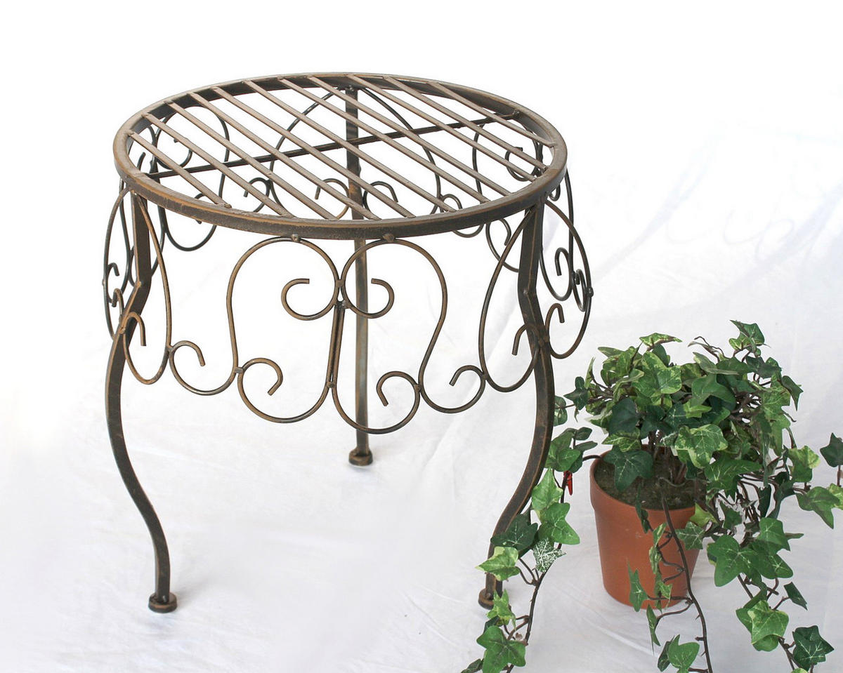 BLUMENHOCKER Rund Metall Braun 35 cm 140129 XL - Braun, Metall (32/35/32cm) - DanDiBo