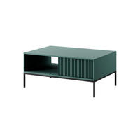 COUCHTISCH Kioto 104 cm in Grün mit Schubladen und Metallbeinen - Schwarz/Grün, Holzwerkstoff/Metall (68/104/46cm) - Ravio