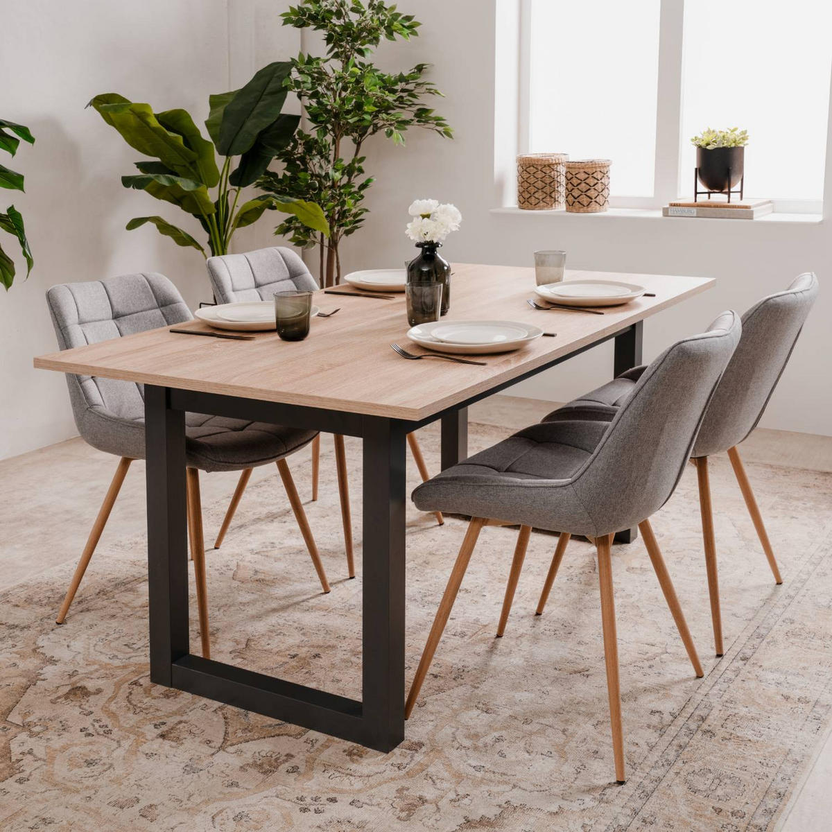 ESSTISCH in Holzwerkstoff 160-200/90/75 cm ausiehbar - Schwarz/Braun, Holz (90/160/75cm) - Homestyle4u