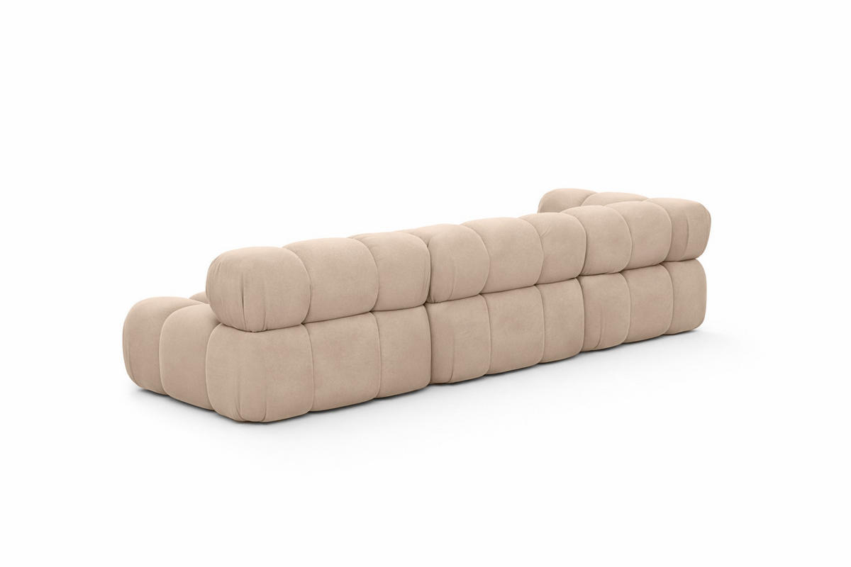 ECKSOFA L-Form Modulare, Veloursstoff Salvador, Beige, Rechts, Selia - Beige, Holz (285/160cm) - Kaiser Möbel