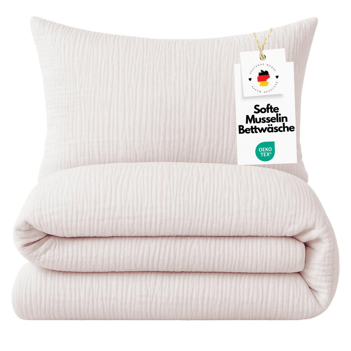 MUSSELIN-BETTWÄSCHE 135x200 Uni - Bettbezug Bügelfrei aus 100% Baumwolle - Uni Zart Rosa - Rosa, Textil (135/200cm) - Carpe Sonno