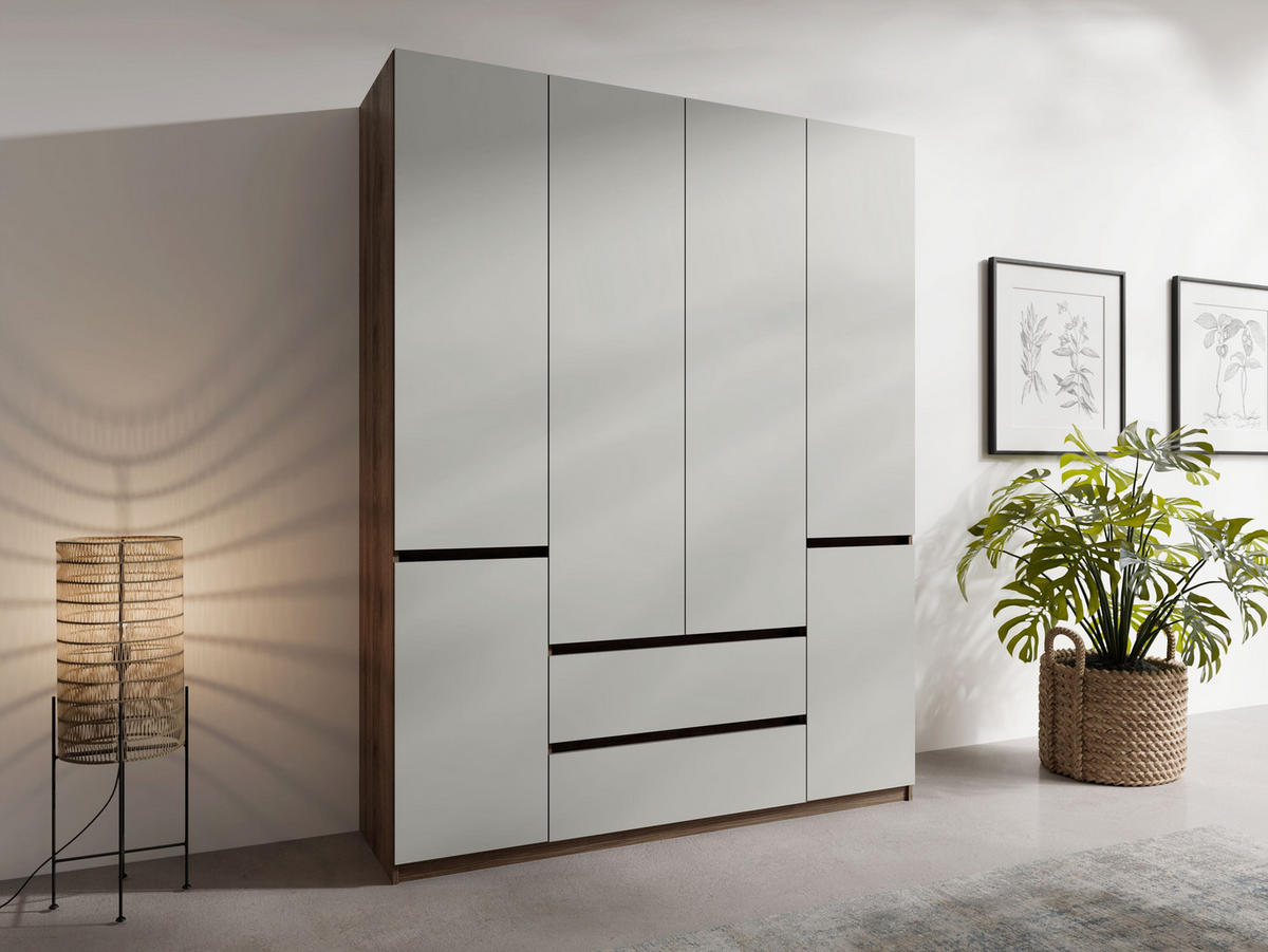 KLEIDERSCHRANK Walnuss, Neutralgrau 180/230,5/49,8 - Walnussfarben/Grau, Holzwerkstoff (180/231/50cm) - RAUMHIRSCH FURNITURE