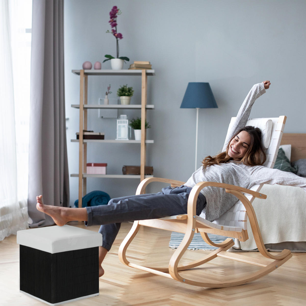 SITZHOCKER - Multicolor, Holz/Holzwerkstoff (35/35/35cm) - Relaxdays