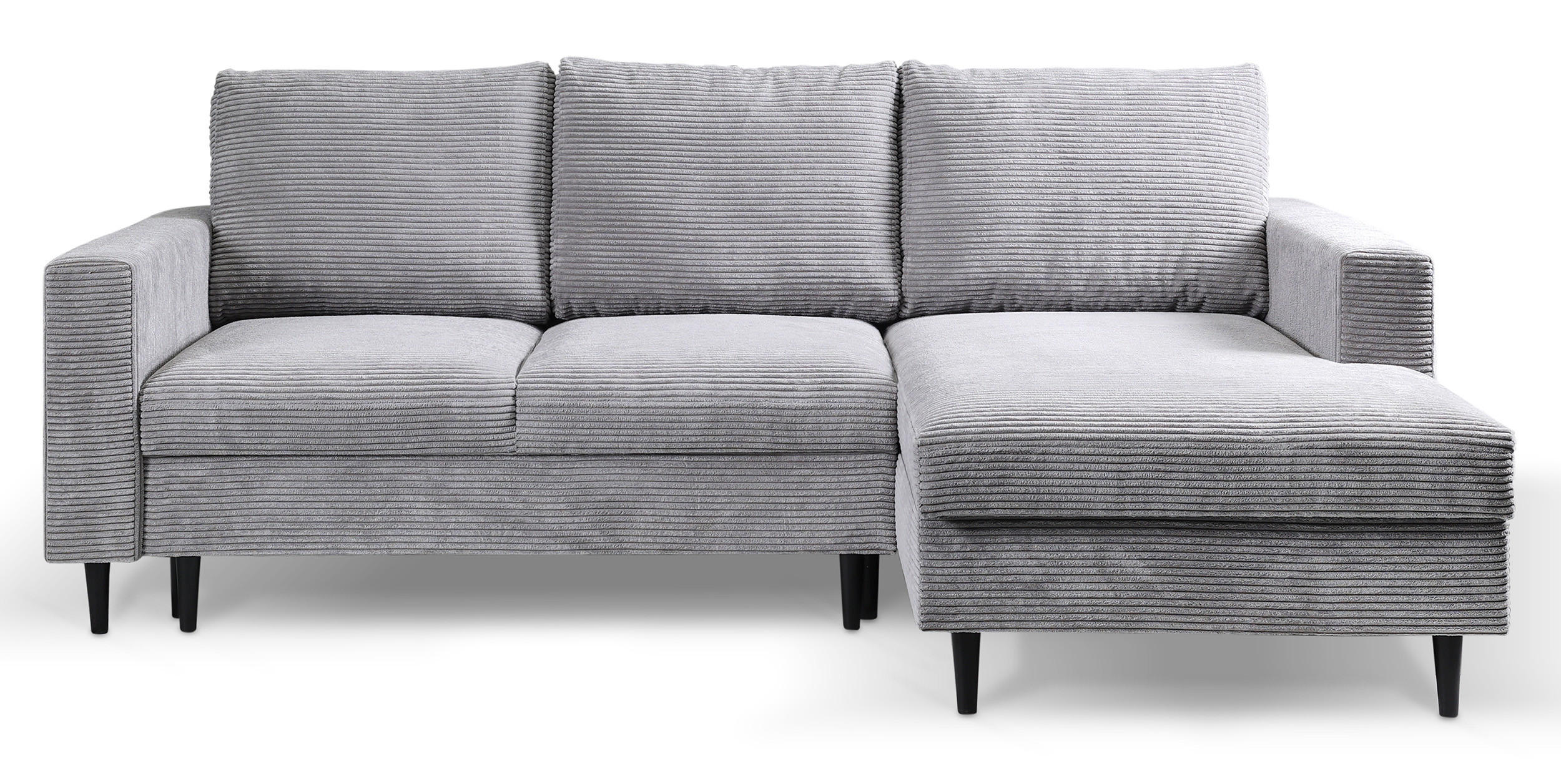 ECKSOFA Nalika Hellgrau mit Cordbezug - Hellgrau/Schwarz, Holz/Textil (230/143cm) - Selsey