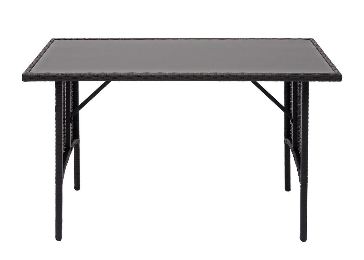 POLY-RATTAN ESSTISCH rechteck Schwarz - Schwarz, Kunststoff (60/112/68cm) - MCW