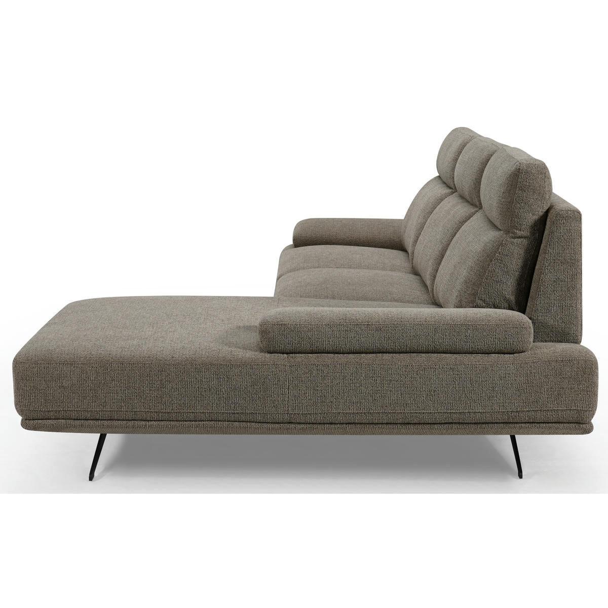 ECKSOFA Webstoff Braun - Schwarz/Braun, Textil/Metall (304/176cm) - Furnhouse