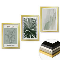 WANDBILDER 3er Set - 20x30 cm Goldrahmen - Pflanzenmuster in Grün - Goldfarben, Kunststoff (20/30cm) - ArtPrintCave