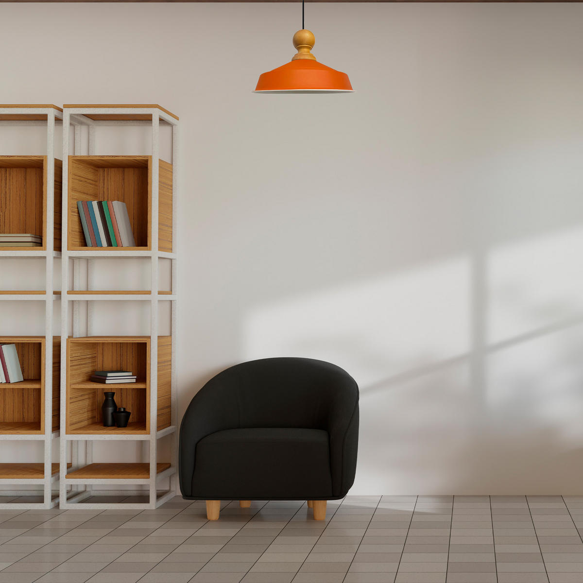 DECKENPENDELLEUCHTE Holz Asletl - Orange, Holz/Metall (24/40/41cm) - Bamyum