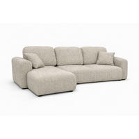 ECKSOFA Mit Schlaffunktion Und Bettkasten, Sofa L-Form Bingo L, Chenille-Stoff Artico, Nata, Links - Beige, Holz (250/142cm) - Kaiser Möbel