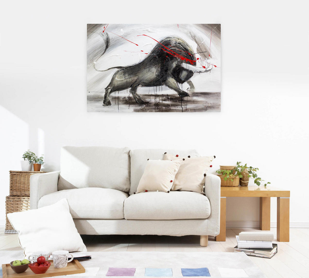 ACRYLBILD HANDGEMALT 120/80 cm - Grau, Holz/Textil (120/80cm) - KUNSTLOFT