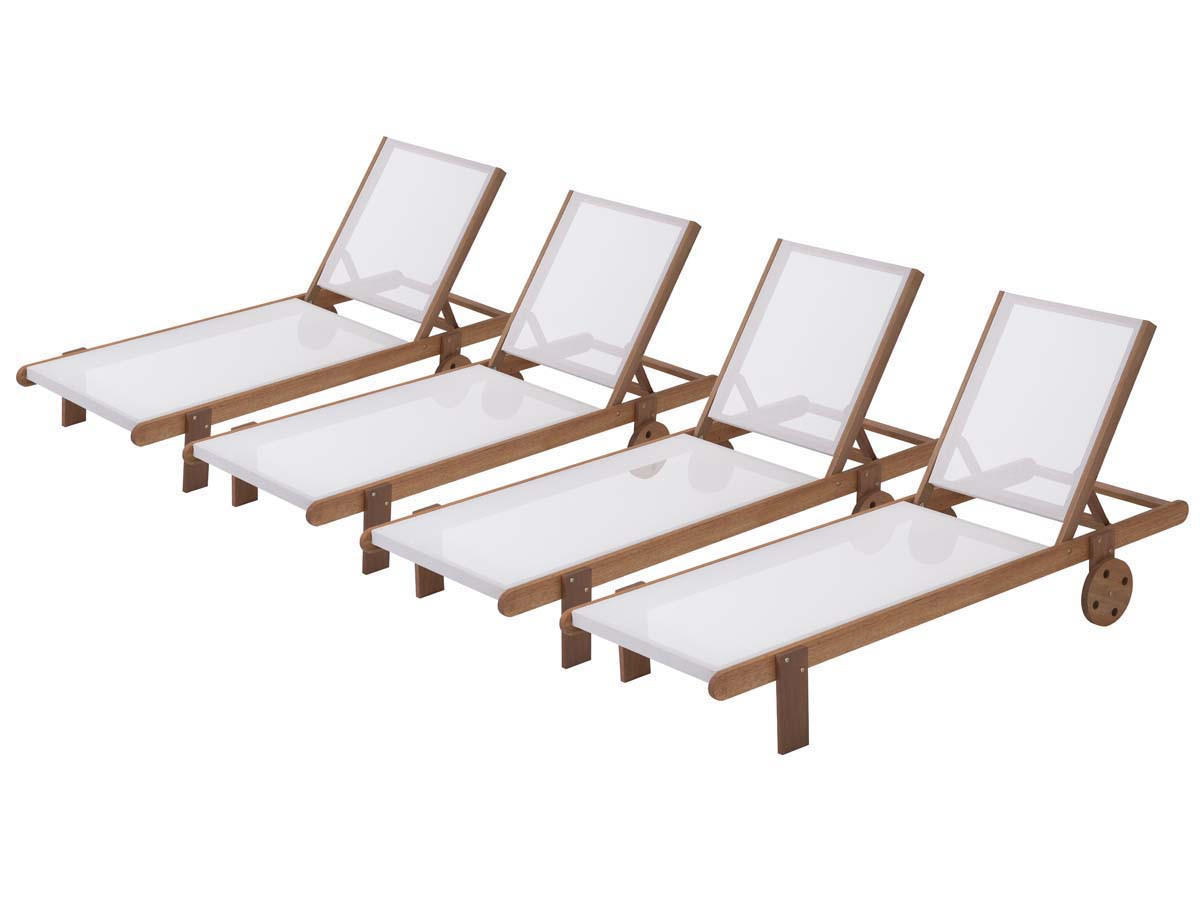 SONNENLIEGE Saïgon 4er-Set Ecru - Ecru, Holz/Textil (193/80/71cm) - Habitat Garten