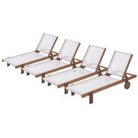 SONNENLIEGE Saïgon 4er-Set Ecru - Ecru, Holz/Textil (193/80/71cm) - Habitat Garten
