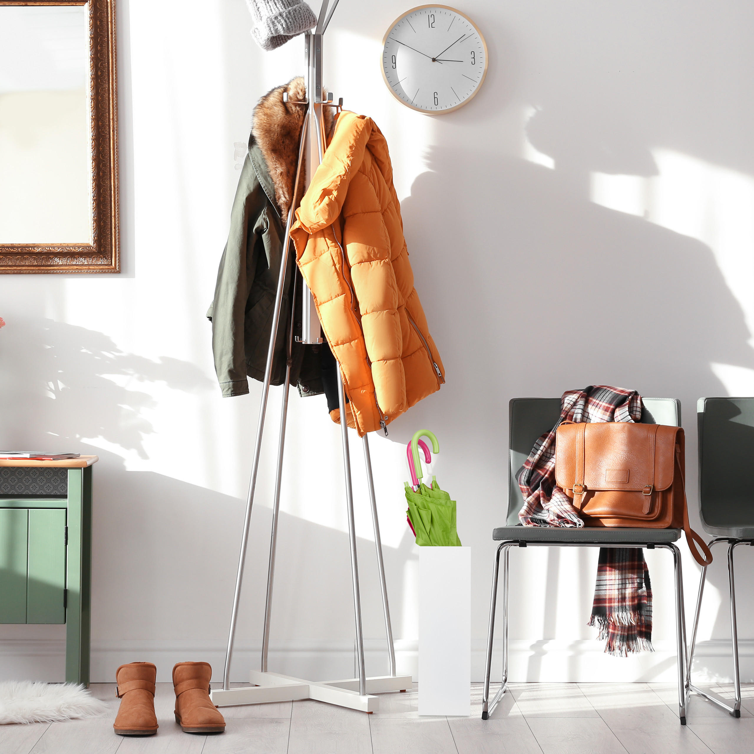 REGENSCHIRMSTÄNDER - Weiß, Metall (40/48/15cm) - Relaxdays