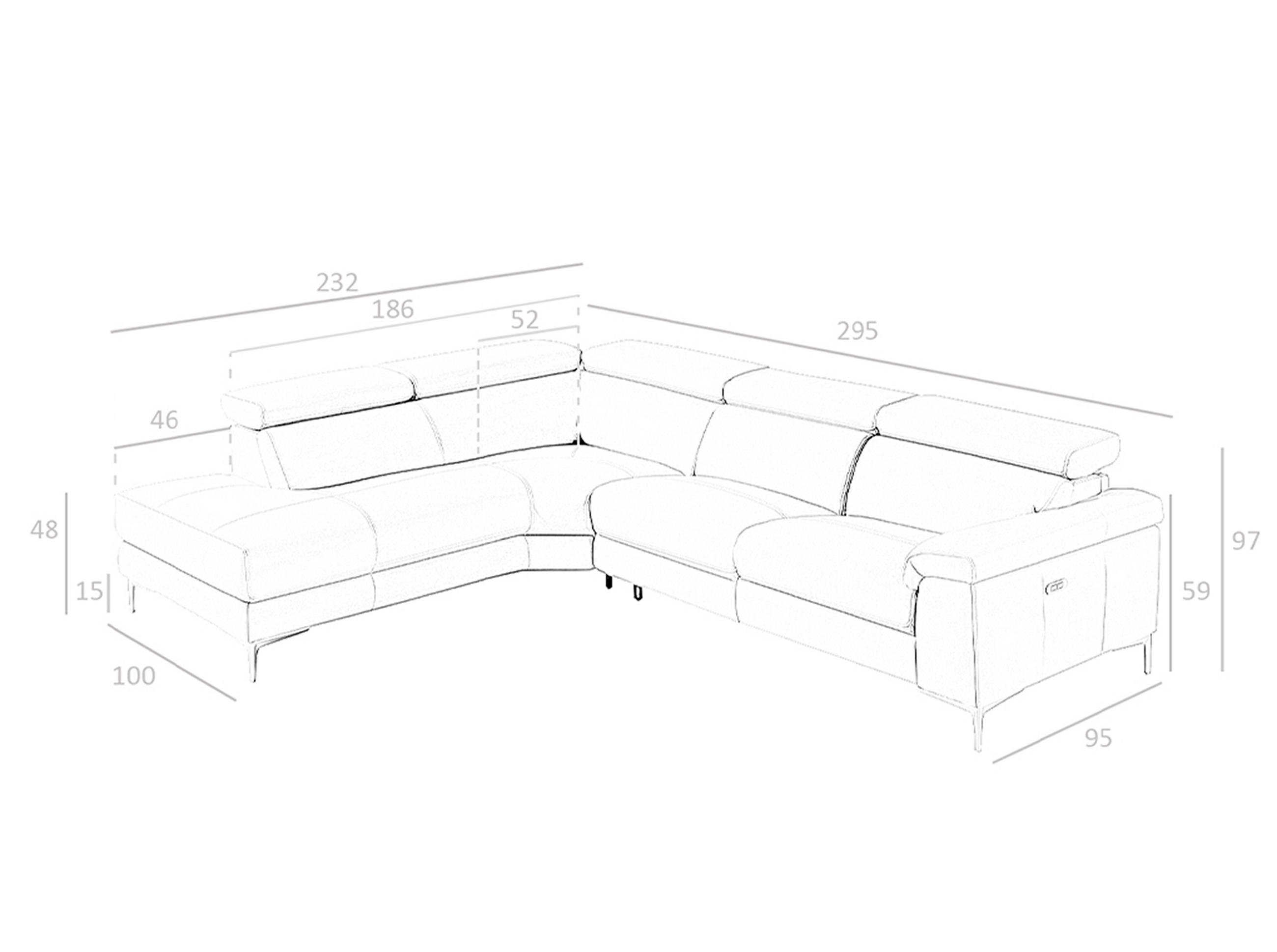 ECKSOFA Dunkelgrau Schwarz 295/232/97 cm - Dunkelgrau/Schwarz, Leder (295/232cm) - ANGEL CERDA