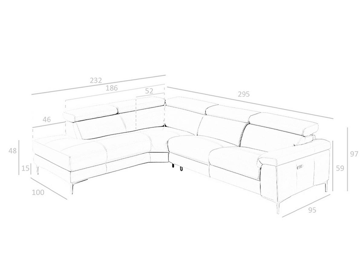 ECKSOFA Dunkelgrau Schwarz 295/232/97 cm - Dunkelgrau/Schwarz, Leder (295/232cm) - ANGEL CERDA