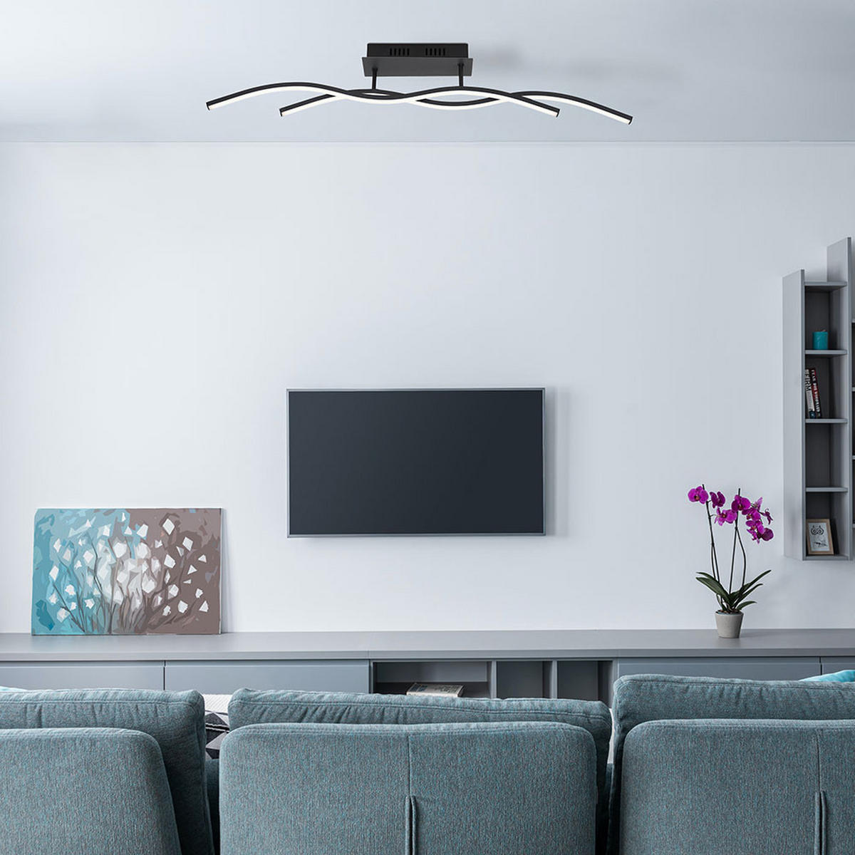 LED DECKENLEUCHTE Marius Schwarz Graphit - Schwarz, Metall (88/8/15.5cm) - Globo Lighting