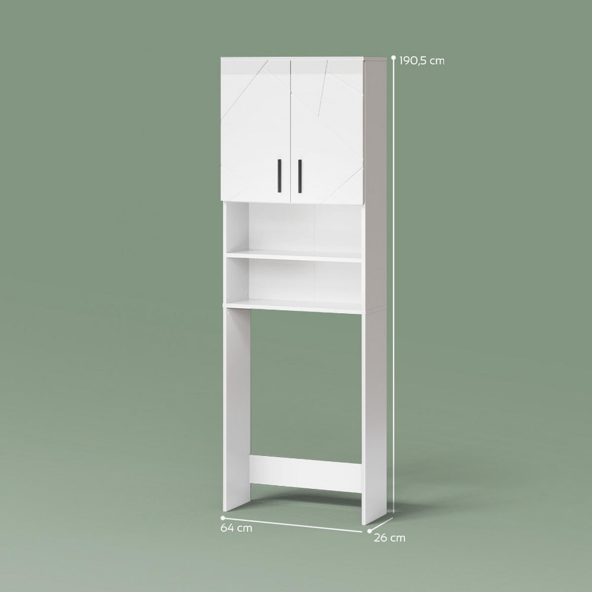 WASCHMASCHINENSCHRANK Ronco Weiß Hochglanz 64 x 190.5 cm - Weiß Hochglanz, Holzwerkstoff (64/190.5/26cm) - Livinity®