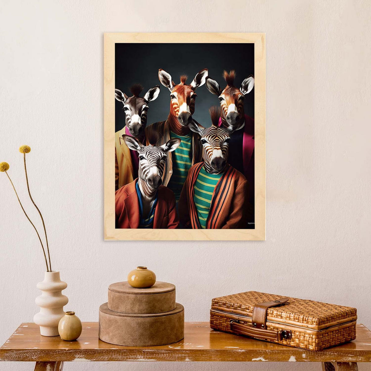 POSTER Okapi Mode A4 Rahmen Aus Hellem Holz - Beige, Papier (29.7/5/21cm) - Nacnic