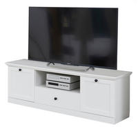 TV-LOWBOARD weiß 140 x 49 cm, Fernsehtisch im Landhaus-Stil - Silberfarben/Weiß, Holzwerkstoff/Metall (41/49/140cm) - Top.Furn