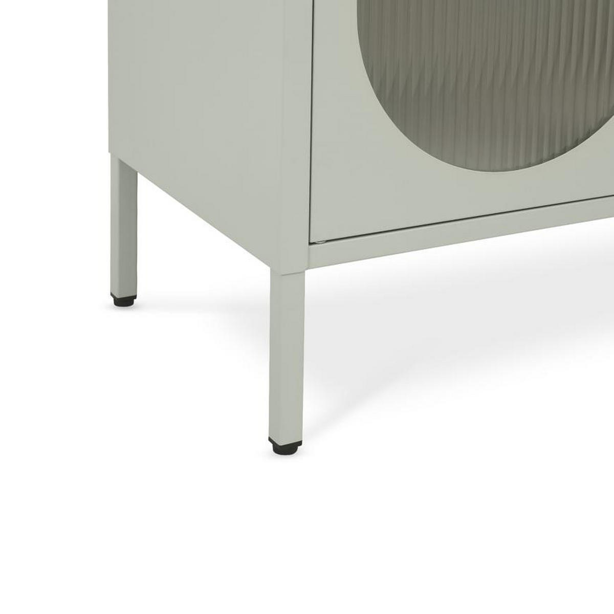 SIDEBOARD Metall 2 Türen Salbeigrün und Geriffeltes Glas 80cm EDEN - Salbeigrün, Metall (35/90/80cm) - Sicaan