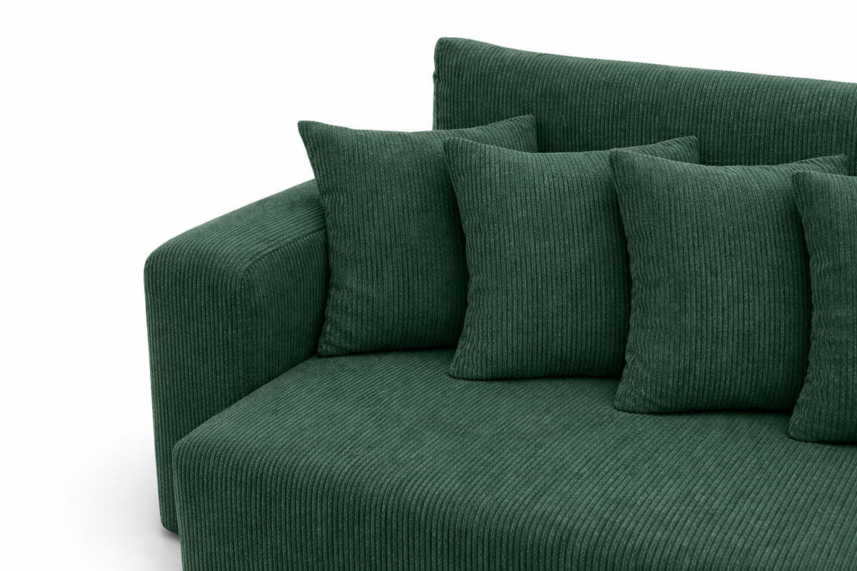 SCHLAFSOFA, Cordstoff Poso, Hellgrau, PIANO DOUBLE - Grün, Holz (246/83/145cm) - Kaiser Möbel