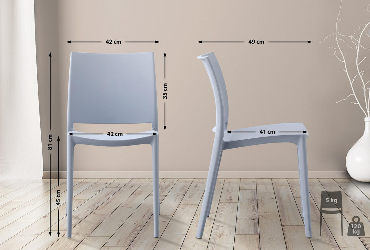 STÜHLE Merle - 2er Set hellgrau - Grau, Kunststoff (42/81/49cm) - TPFGarden
