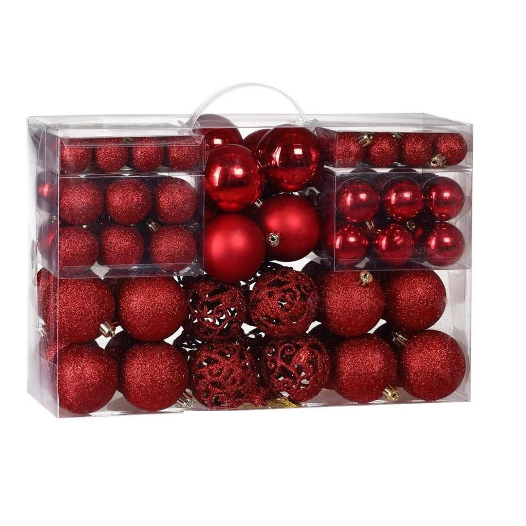 WEIHNACHTSKUGELN 100-tlg Rot - Rot, Kunststoff (30/18/30cm) - JUNG