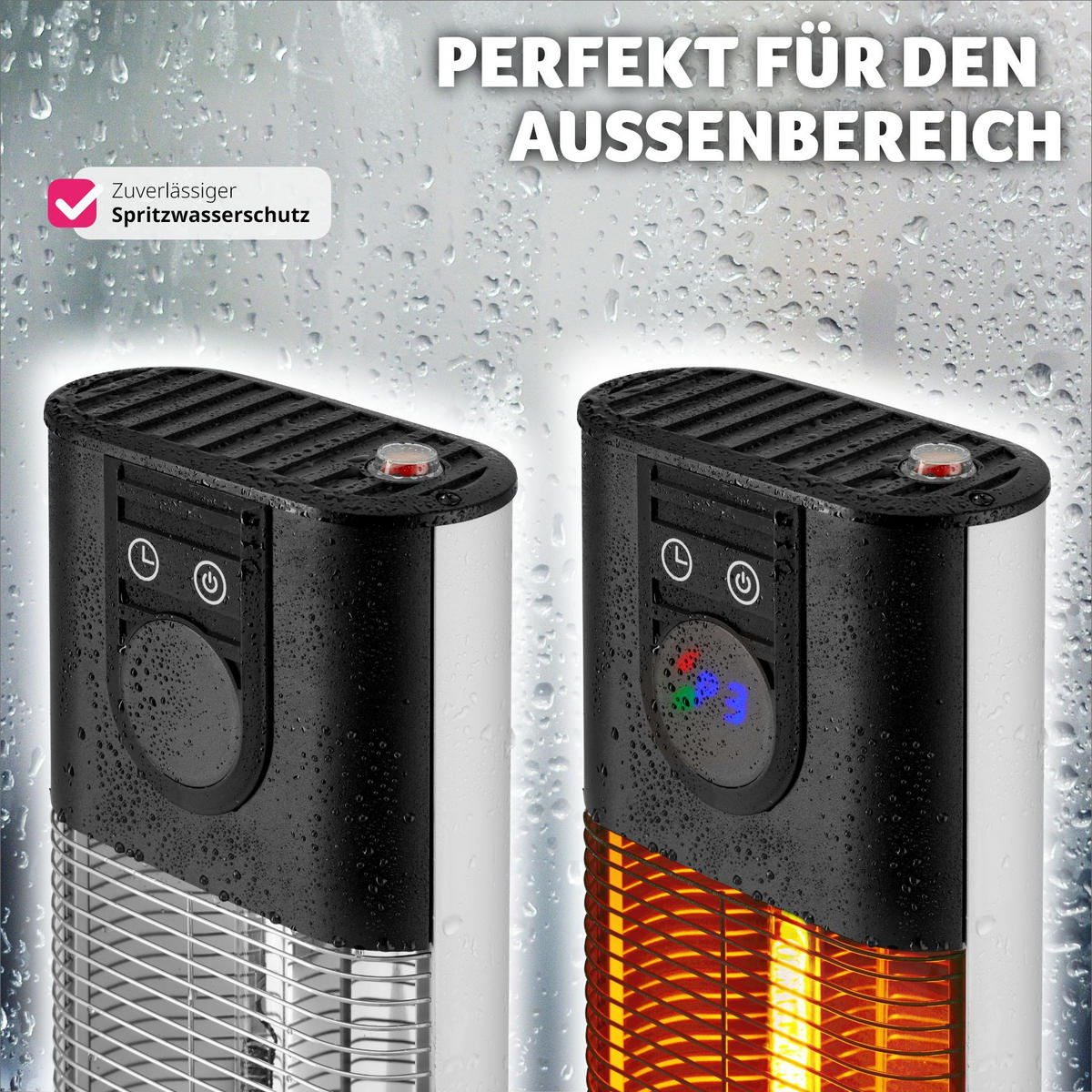 INFRAROTHEIZSTRAHLER Solaris Terra,29 x 29 x 76,5 cm,schwarz - Schwarz, Metall (29/76.5/29cm) - tectake