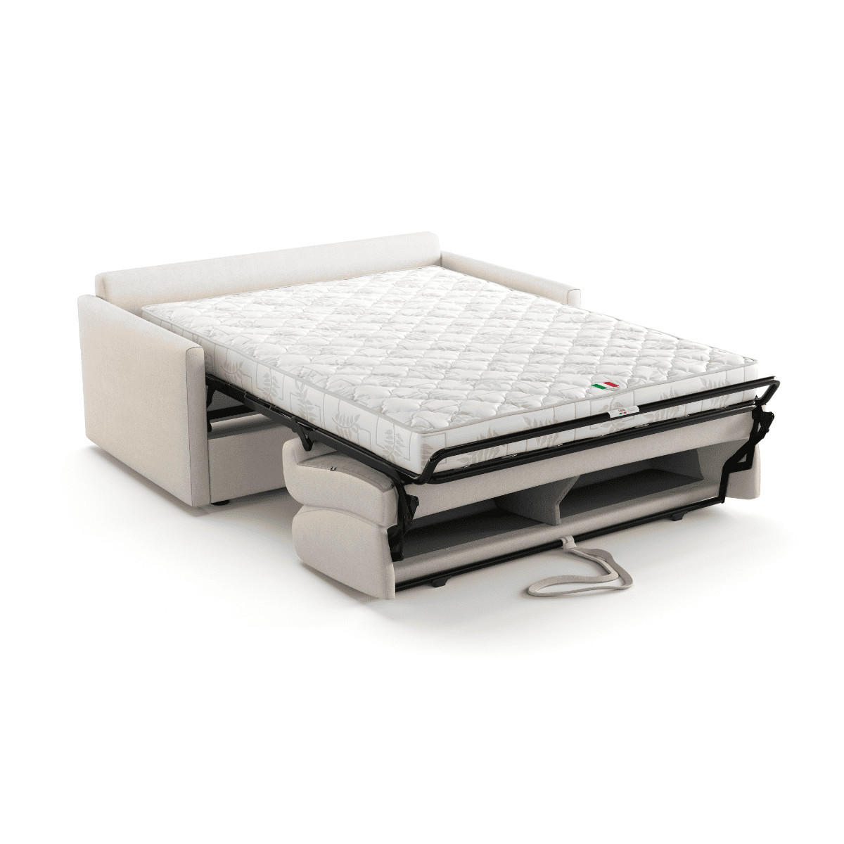 SOFA 3 sitzer aus stoffumwandelbar lucia 175/100/87 cm - Ecru, Holz (175/87/100cm) - Calicosy