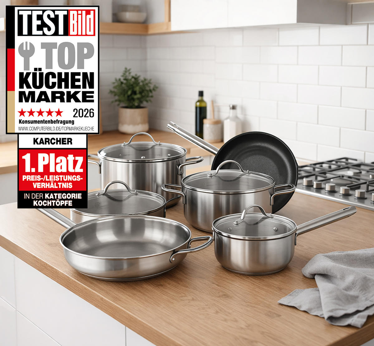 TOPFSET Jovita, Edelstahl, Induktion, 10-teilig - Silberfarben, Metall - Karcher