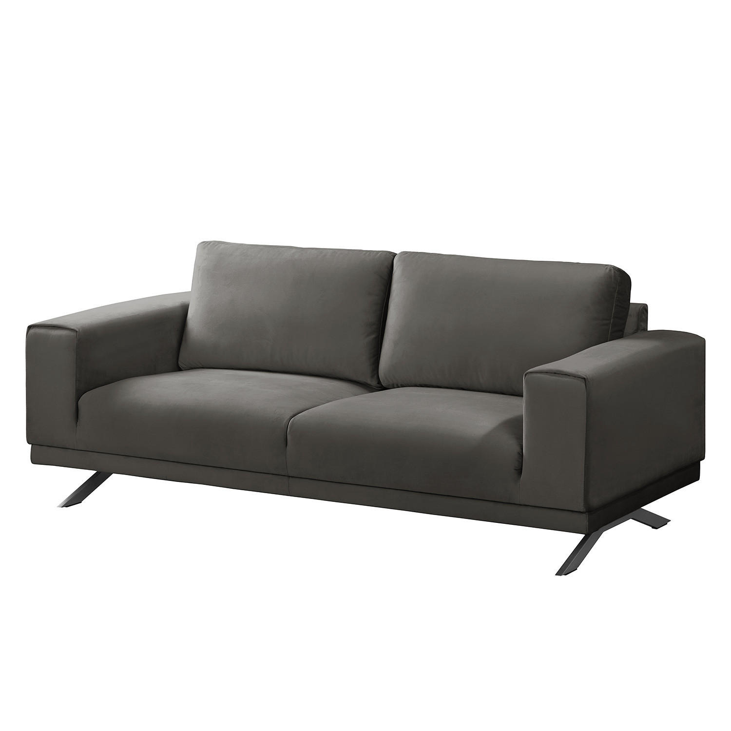 2-SITZER SOFA - Samt - Grau, Textil (196/81/89cm) - home24