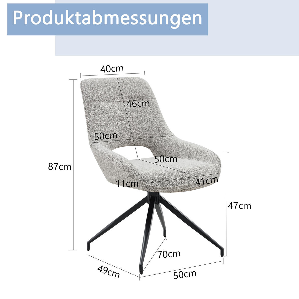 ARMLEHNSTUHL-SET DE-36556 2 Stück mit Stoffbezug und Metallbeinen Beigegrau - Grau, Metall (50/87/50cm) - ComfortXL