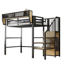 HOCHBETT aus Metall 90x200 cm Schwarz mit Sicherheitsleiter und verstellbarem Regal - Schwarz, Metall (140/200cm) - IVMEU