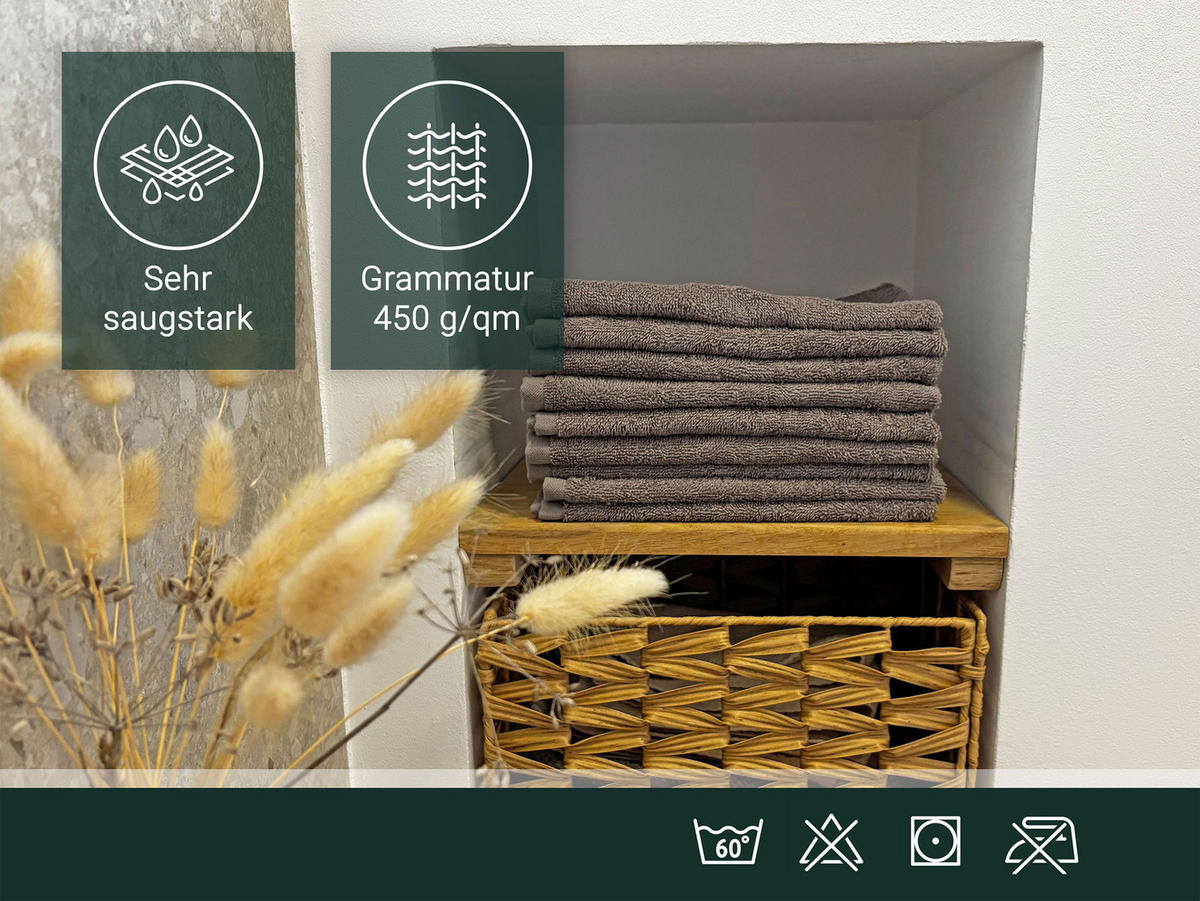 GÄSTETÜCHER, 10er-Set, 30x50 cm, 100% Baumwolle, Braun - Taupe, Textil (30/50cm) - Zollner