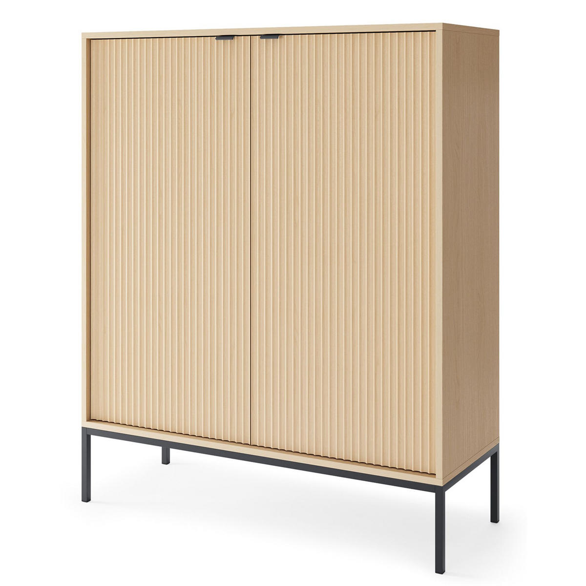 VYSOKÁ komoda Vellore Dekor dub Vicenza s černou podnoží 104 cm - černá/béžová, kov/kompozitní dřevo (104/125/39cm) - Selsey