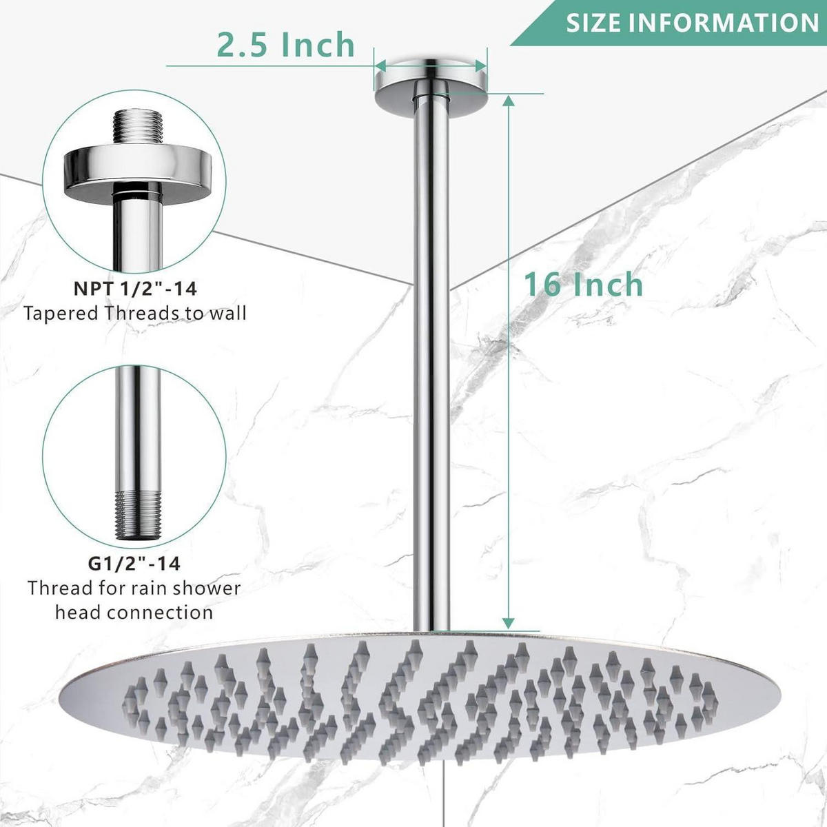 DUSCHARM Deckenmontage 40.5 cm Rund Chrom - Silberfarben, Metall (5/12.7/30cm)