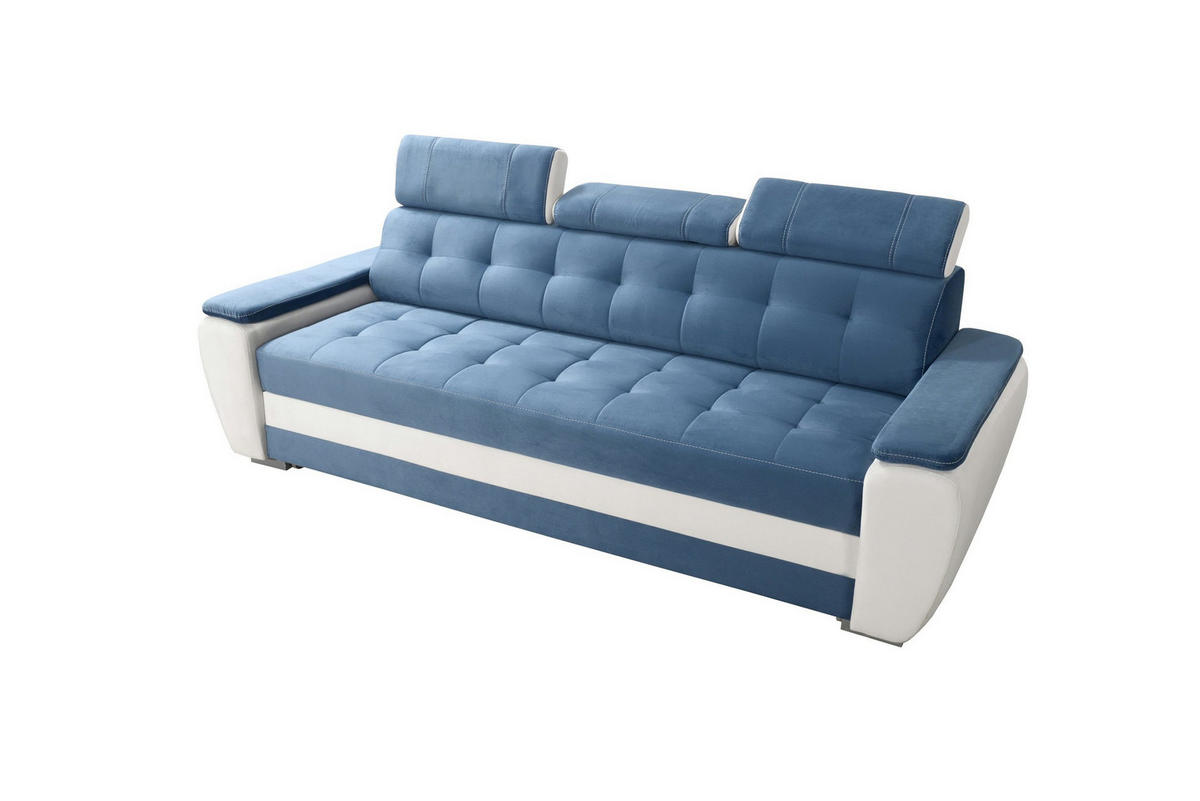 SCHLAFSOFA DIANA Schaumstoff und Holz Breite 230 cm - Blau, Holz (230/90/95cm) - Robin